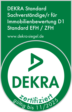 Siegel: DEKRA-zertifizierte Sachverständige für Immobilienbewertung D1
